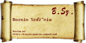 Bozsin Szénia névjegykártya